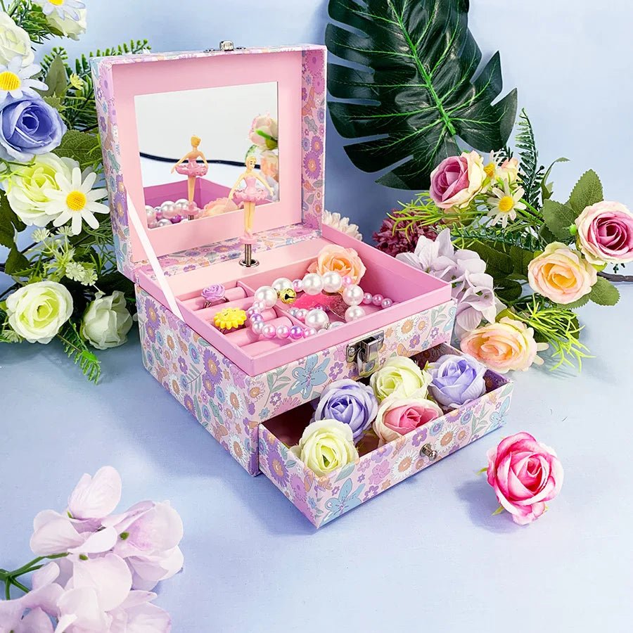 Boîte à Bijoux Musicale Ballerine Fleurs Tiroir