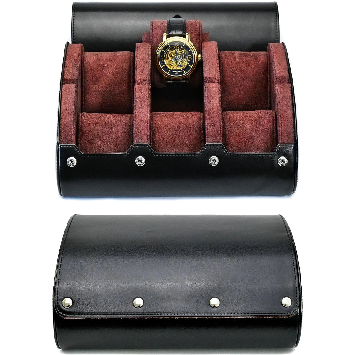Boîte à Montre Homme 4 Compartiments Cuir PU Marron – Écrin de Voyage Compact