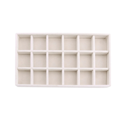 Plateau à Bijoux Velours Beige 18 Compartiments