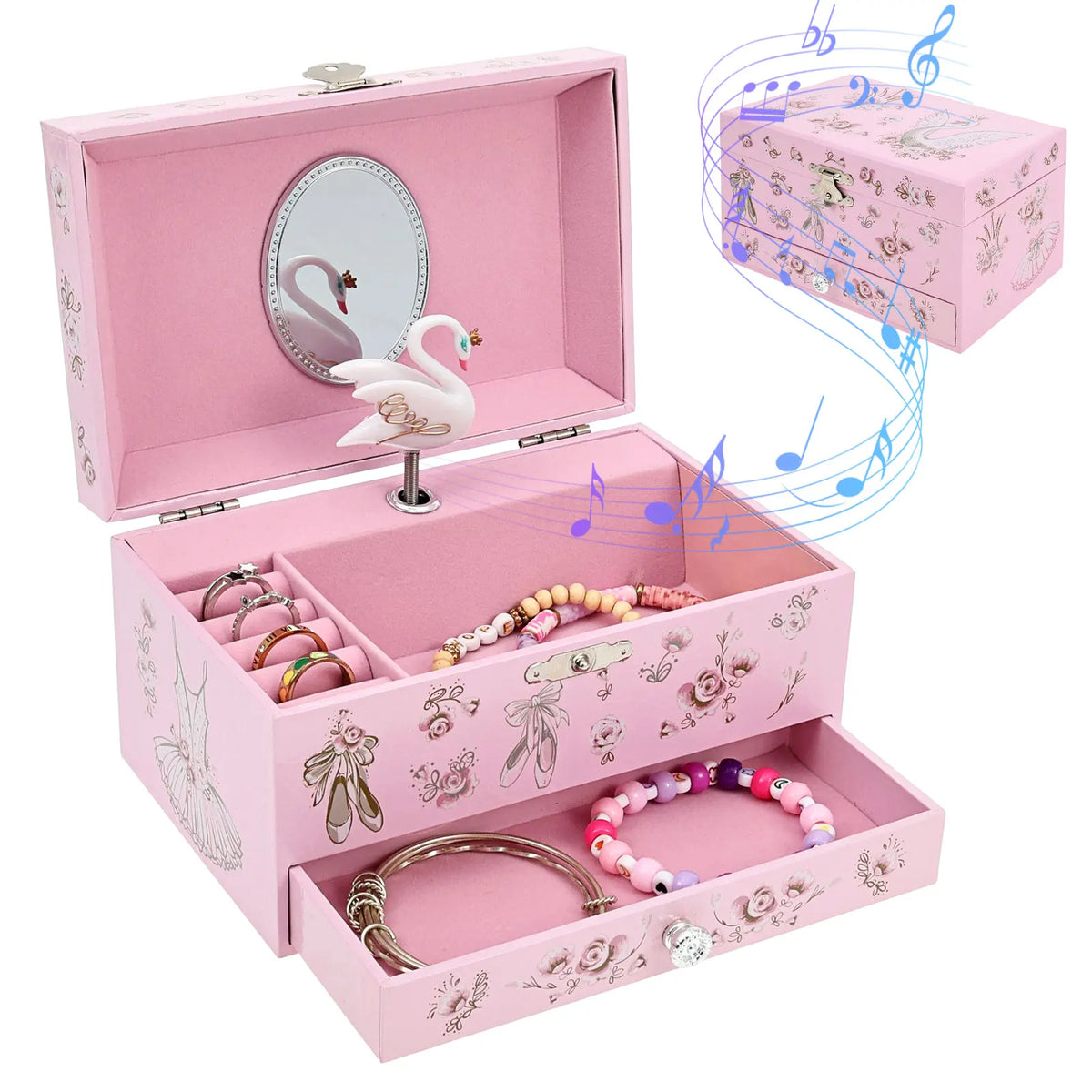 Boîte à Bijoux Musicale Ballerine Rose Étoile