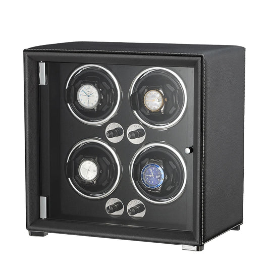 Remontoir 4 Montres Cuir Noir