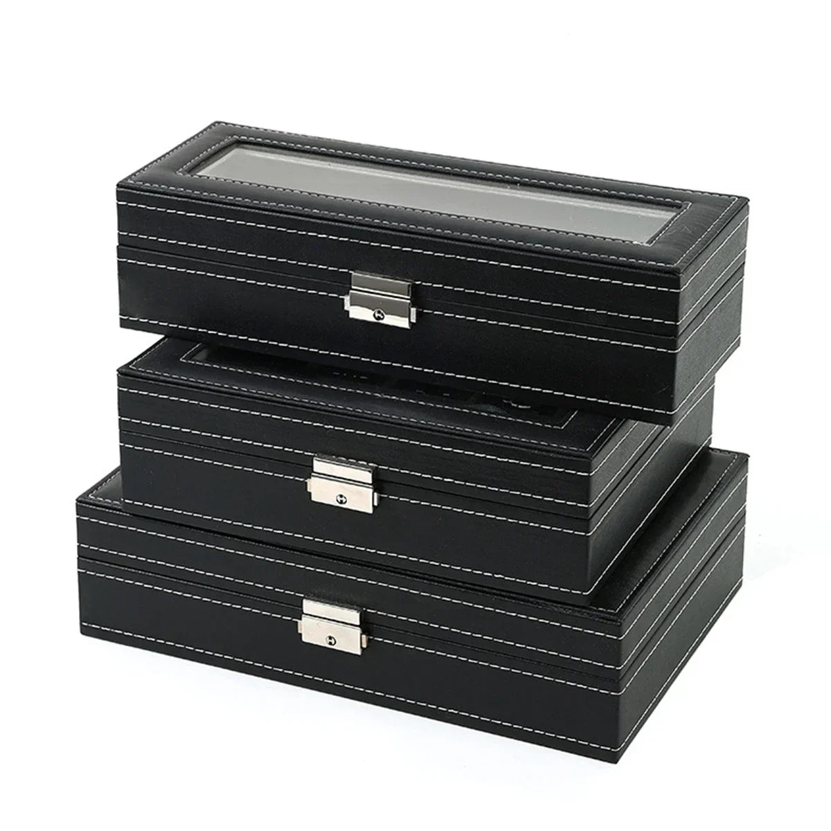 Boîte à Montre Homme 12 Compartiments Cuir PU Vert – Collection Vitrée