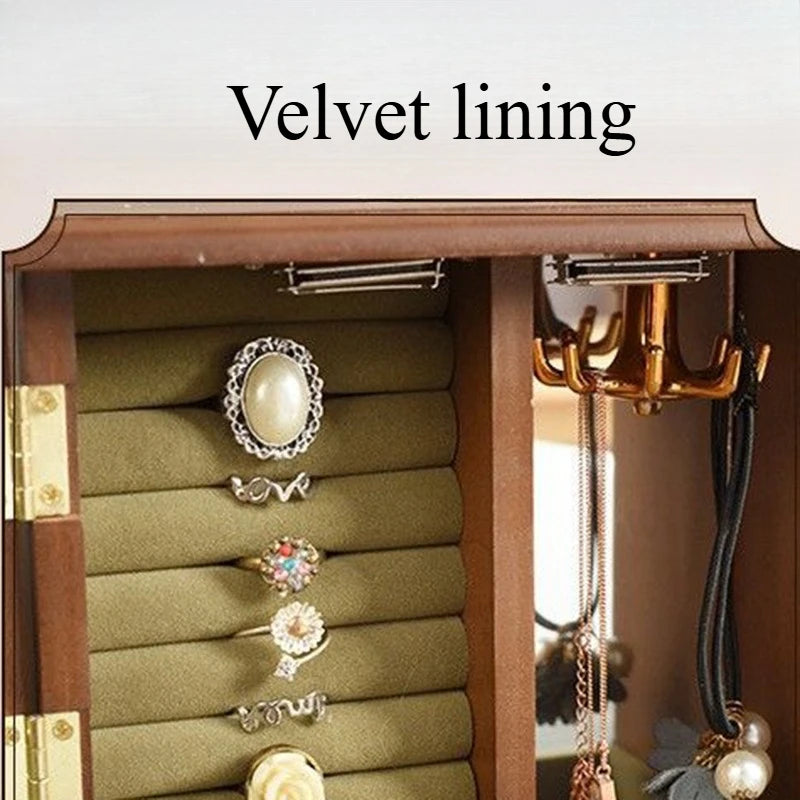 Boîte à Bijoux Armoire en Bois Rétro Luxe