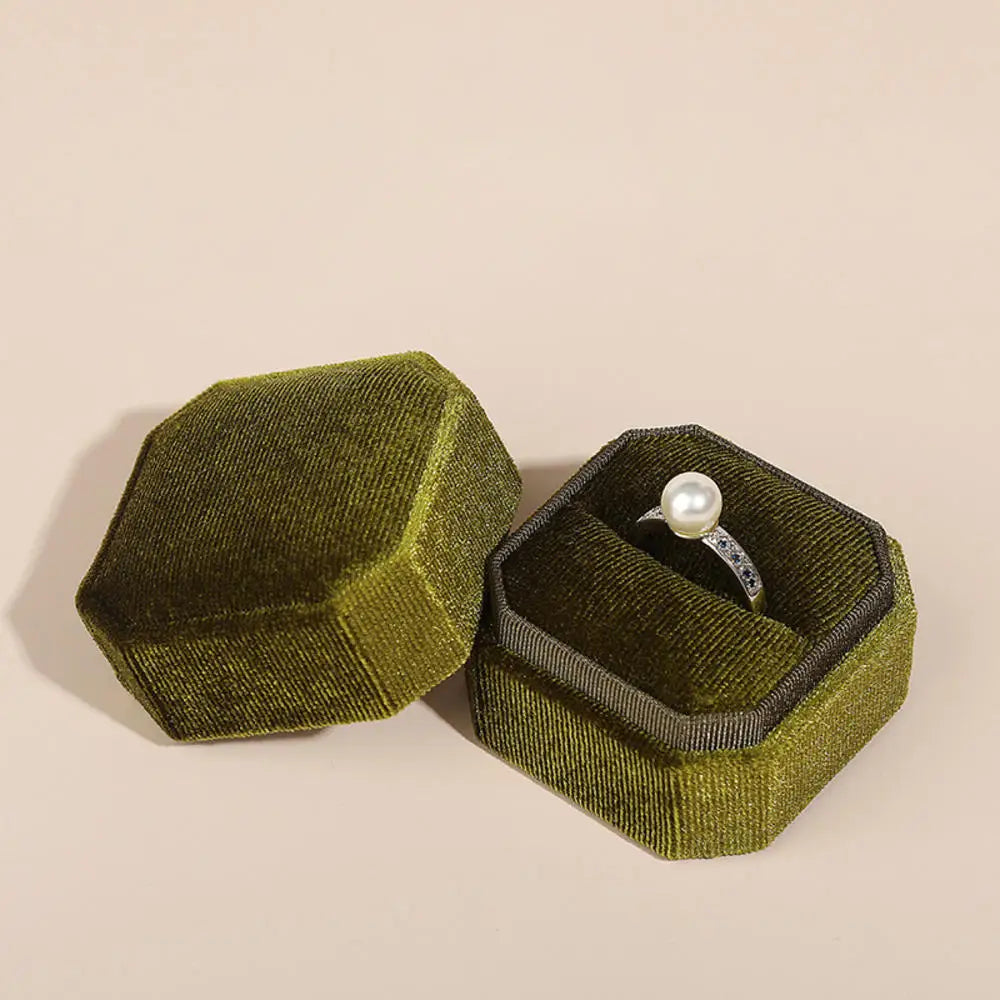 Écrin à Bague Octogonal Velours Noir – 1 Emplacement