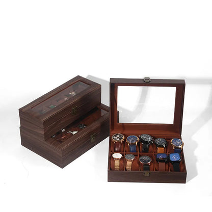 Boîte à Montre Homme 6 Compartiments Effet Noyer – Édition Prestige