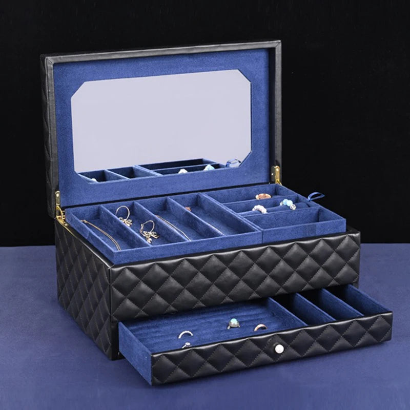Grande Boîte à Bijoux en Cuir – Format XL, Doublure Velours