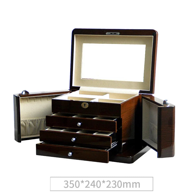 Boîte à Bijoux en Bois Laqué – Grand Volume avec Miroir Intégré