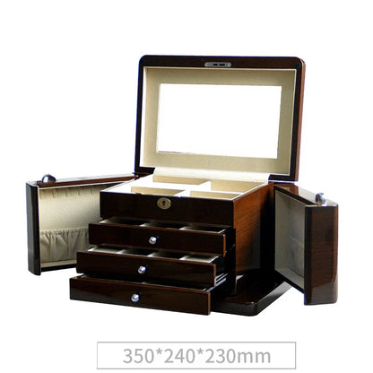 Boîte à Bijoux en Bois Laqué – Grand Volume avec Miroir Intégré