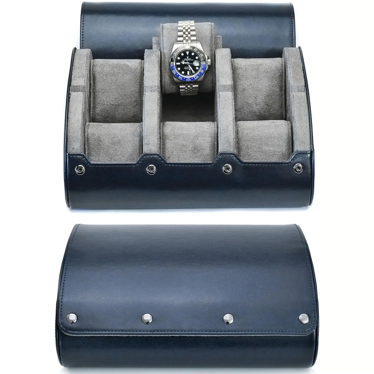 Boîte à Montre Homme 6 Compartiments Cuir PU Bleu Nuit – Écrin de Voyage Compact