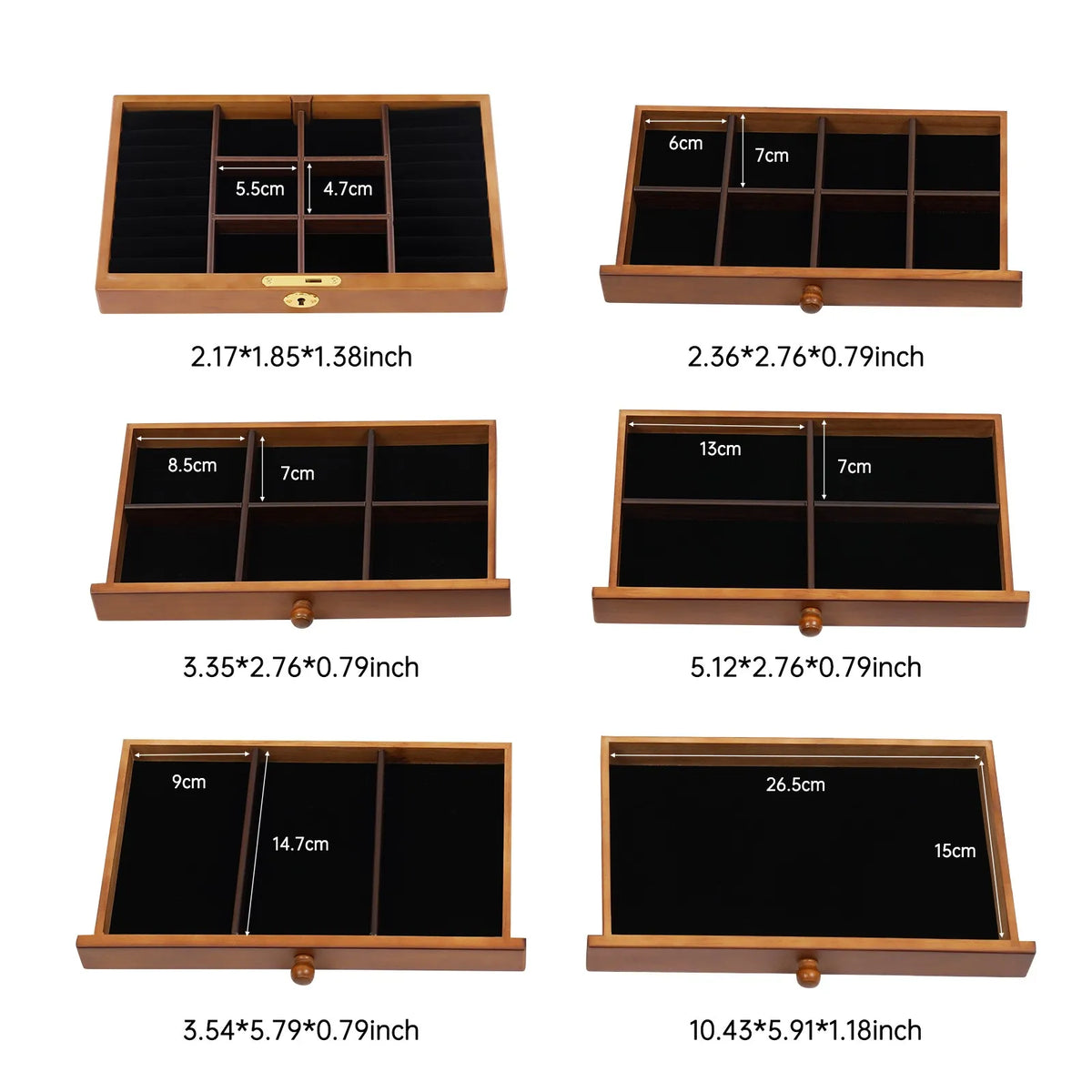 Boîte à Bijoux Vintage 6 Niveaux avec Miroir – Finition Trèfle