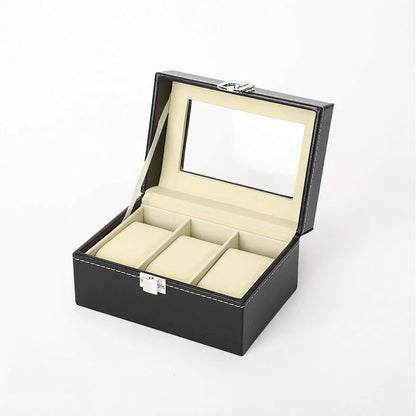 Boîte à Montres Homme Cuir PU Noir Intérieur Crème – Édition Essentielle