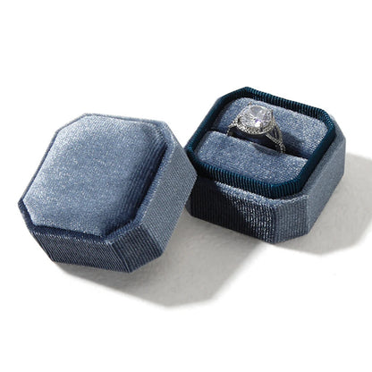 Écrin à Bague Octogonal Velours Noir – 1 Emplacement