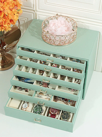 Boîte à Bijoux Cuir 6 Niveaux – Grande Capacité, Doublure Velours