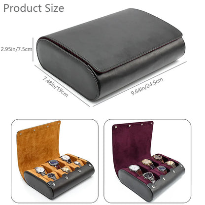 Étui de Voyage 6 Montres Cuir PU Rouge – Coussins Coulissants
