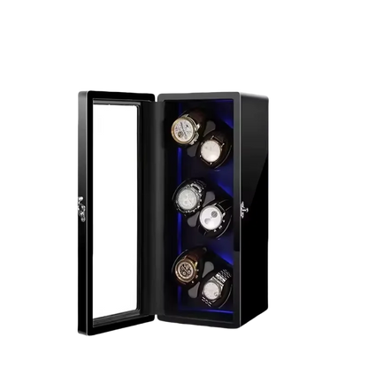 Remontoir 8 Montres Bois Noir Verrou