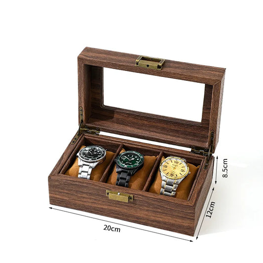 Boîte à Montre Homme 3 Compartiments Effet Noyer – Édition Prestige