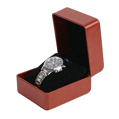 Boîte à Montre Homme 1 Montre Cuir PU Marron – Coffret Cadeau avec Coussin