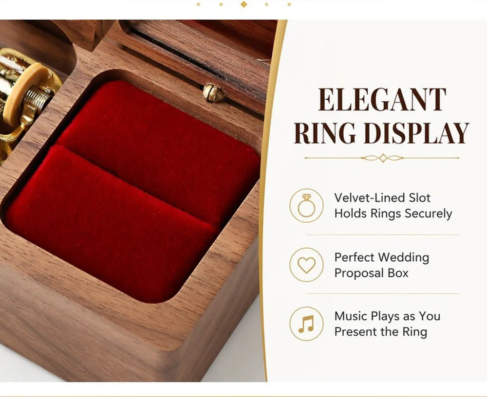 Écrin à Bague Musical Bois Sankyo
