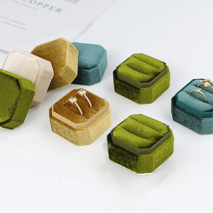 Écrin à Bague Octogonal Velours Noir – 1 Emplacement