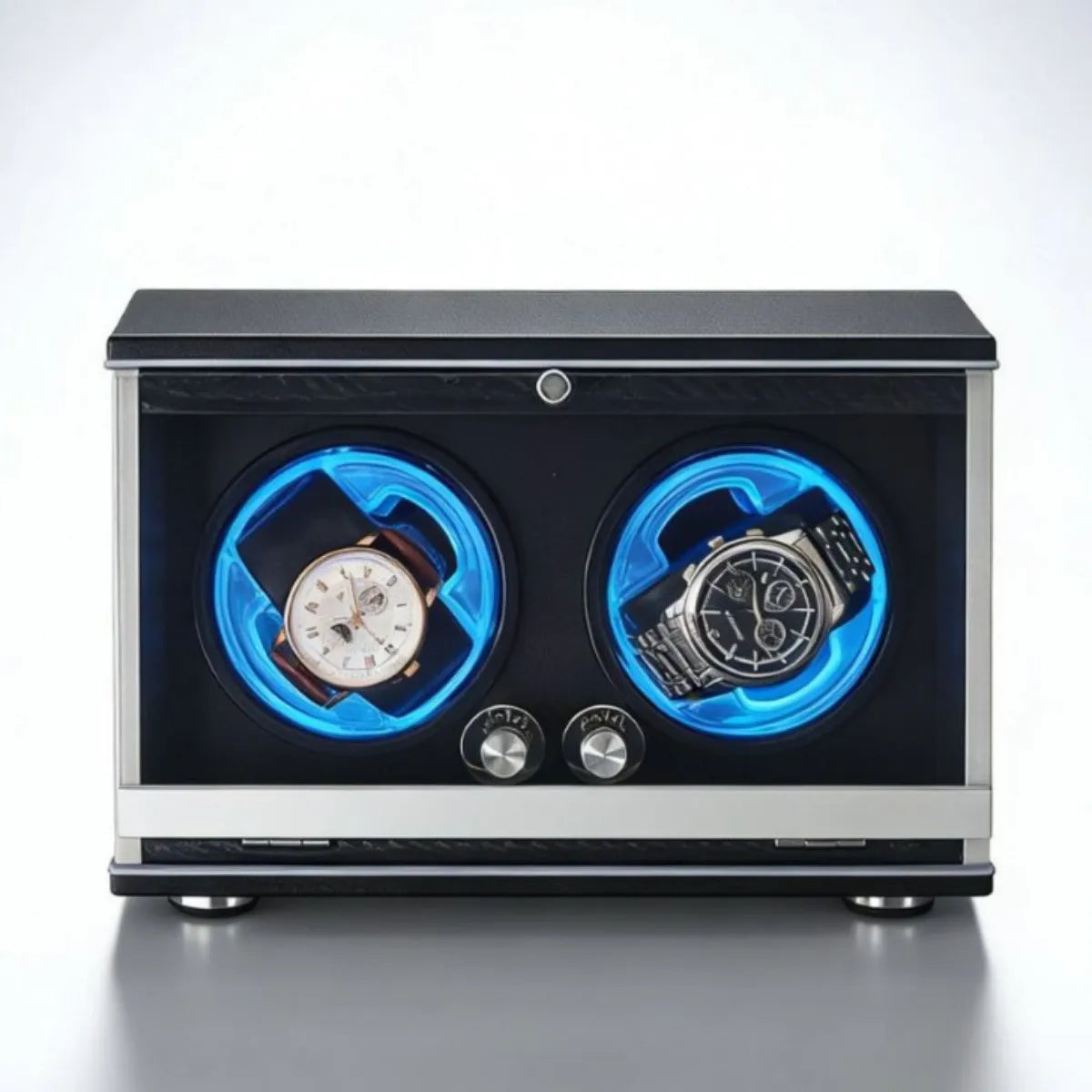 Remontoir 4 Montres Noyer LED Bleue