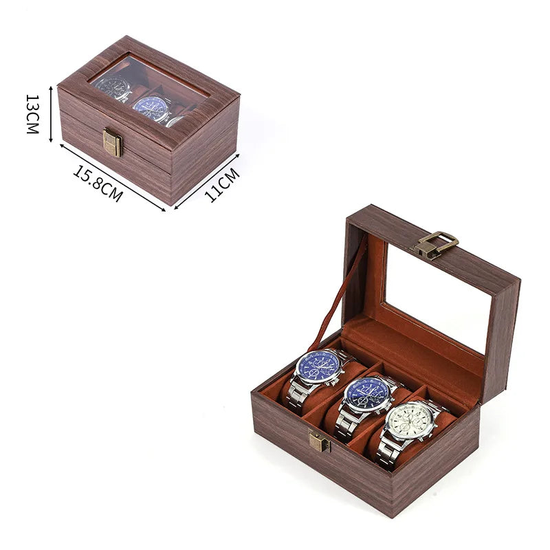 Boîte à Montre Homme 3 Compartiments Effet Noyer – Édition Classique