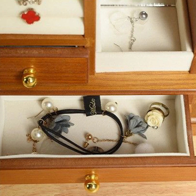 Boîte à Bijoux Armoire en Bois Rétro Luxe