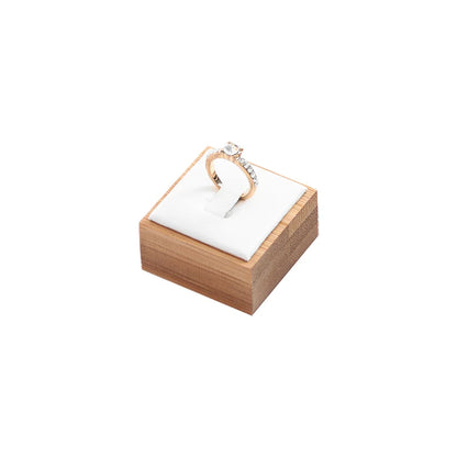 Présentoir à Bagues Bois et Velours Beige