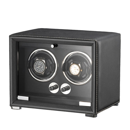 Remontoir 2 Montres Cuir Noir Compact