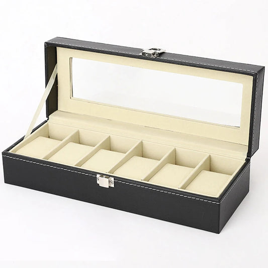 Boîte à Montres Homme Cuir PU Noir Intérieur Crème – Édition Collection