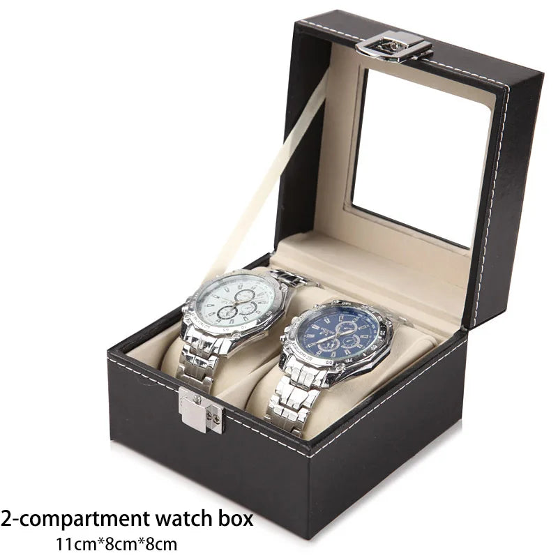 Boîte à Montres Homme Cuir PU Noir Intérieur Crème – Édition Signature