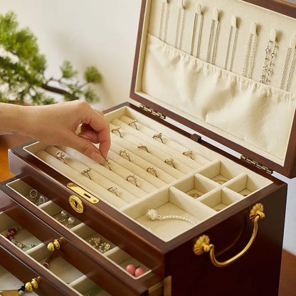 Boîte à Bijoux en Bois Massif – Compartiment Montres et Lunettes