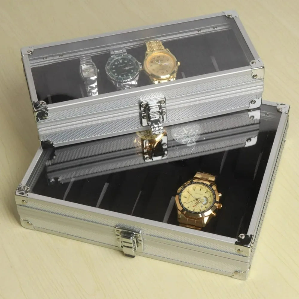 Boîte à Montre Homme 12 Compartiments Aluminium – Écrin Rigide Intérieur Suédine