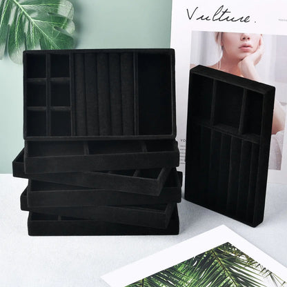 Tiroir à Bijoux Flanelle Noire Dressing Pratique
