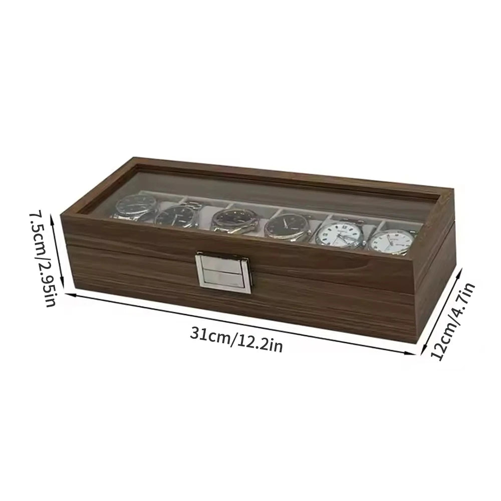 Boîte à Montre Homme 6 Compartiments Bois Noyer Noir – Écrin Collection