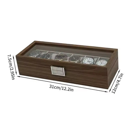 Boîte à Montre Homme 6 Compartiments Bois Noyer Noir – Écrin Collection