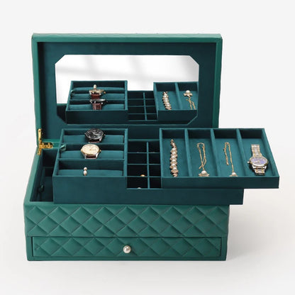 Grande Boîte à Bijoux en Cuir – Format XL, Doublure Velours