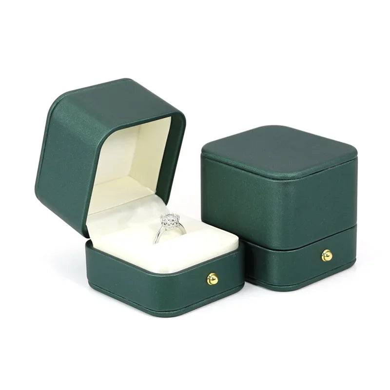 Écrin à Bague Vintage Cuir PU Blanc – 1 Emplacement
