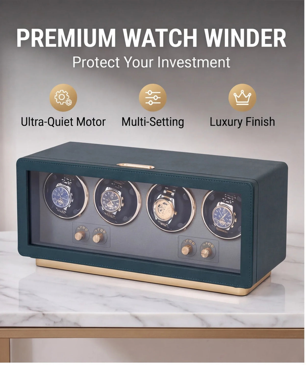 Boîte à Montre Automatique 4 Montres Cuir Premium – Anti-Magnétique