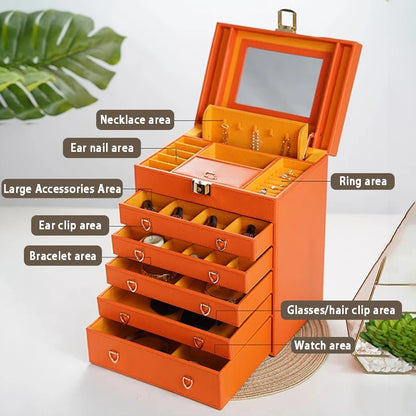 Coffret Bijoux 6 Étages Simili Cuir