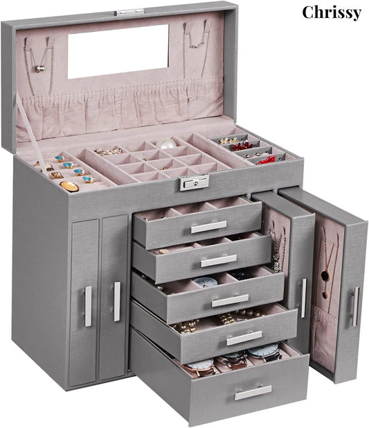 Grand Coffret Bijoux 9 Tiroirs Miroir