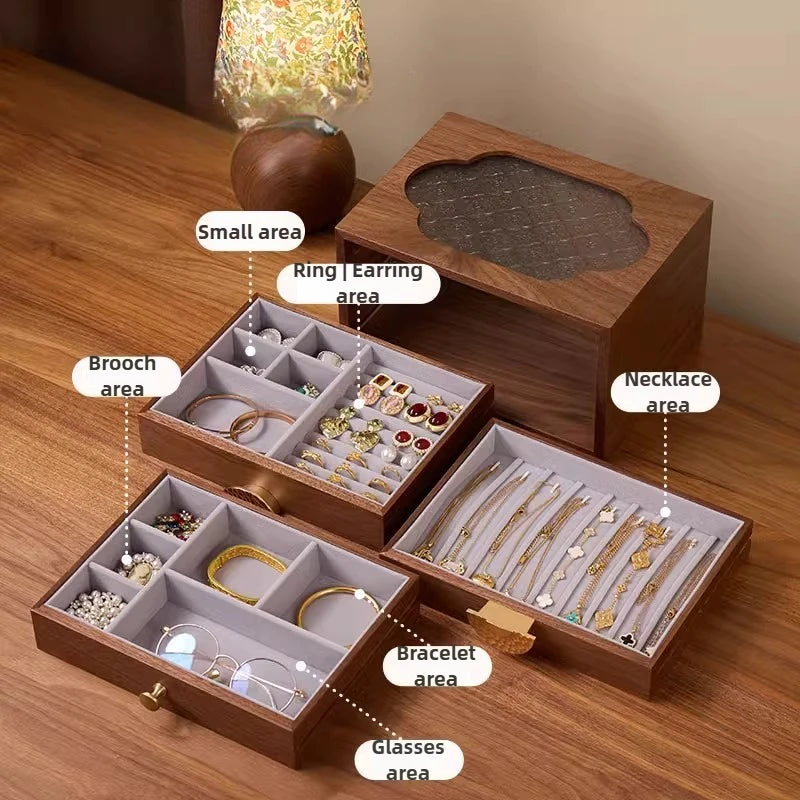 Boîte à Bijoux en Bois Vintage – Grande Capacité