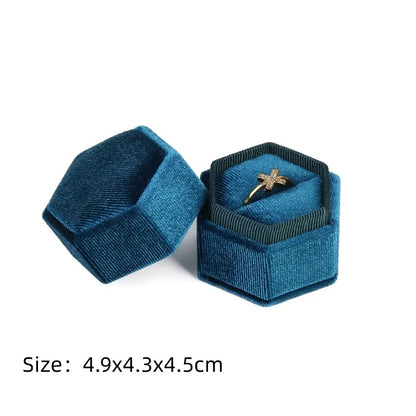 Écrin à Bague Octogonal Velours Bleu – 1 Emplacement