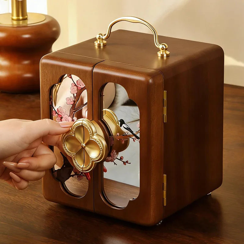 Boîte à Bijoux en Bois Massif à Double Porte – Format Compact
