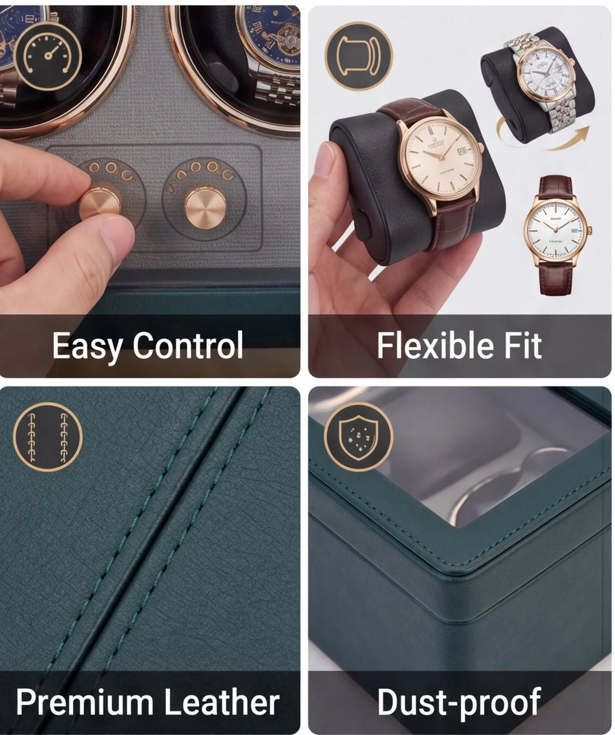 Boîte à Montre Automatique 4 Montres Cuir Premium – Anti-Magnétique