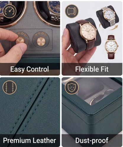 Boîte à Montre Automatique 4 Montres Cuir Premium – Anti-Magnétique