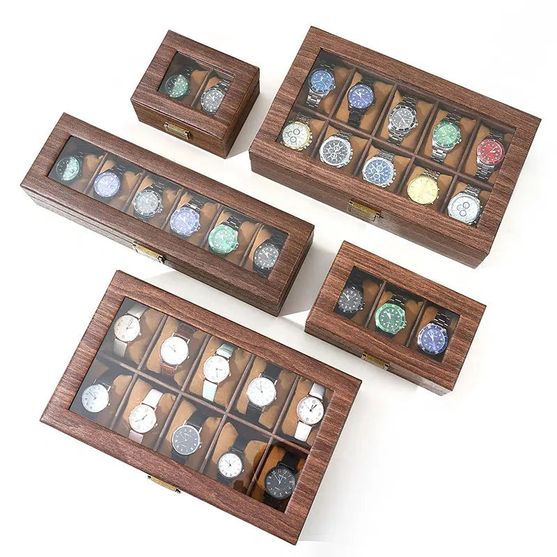 Boîte à Montre Homme 10 Compartiments Effet Noyer – Édition Classique