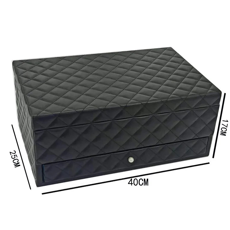 Grande Boîte à Bijoux en Cuir – Format XL, Doublure Velours