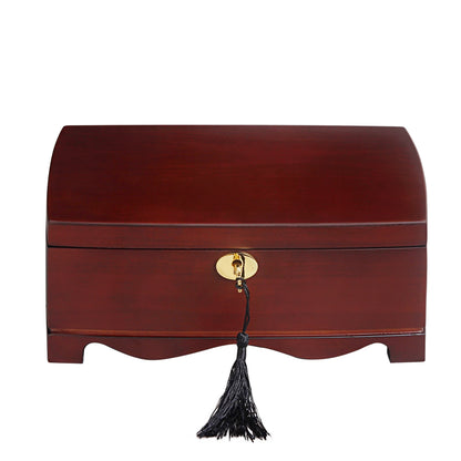 Coffret Bijoux Bois Rouge à Clé