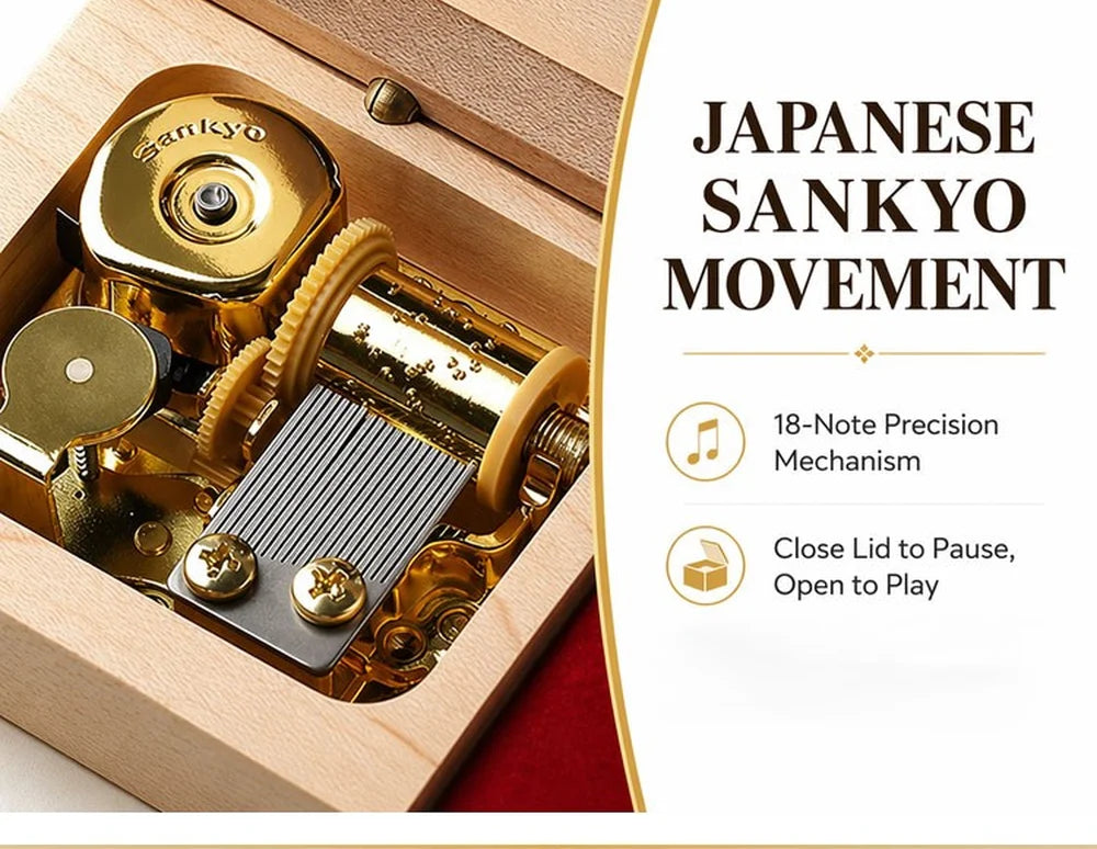 Écrin à Bague Musical Bois Sankyo