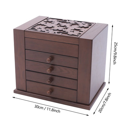 Boîte à Bijoux 5 Niveaux avec Miroir – Grande Capacité, Doublure Bois